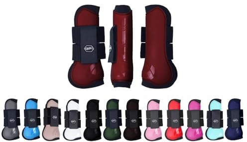 NETPROSHOP Shetty Pony Full Hartschalen Gamaschen Anatomisch Geformt mit Neoprenfutter, Groesse:Shetty, Farbe:Weinrot