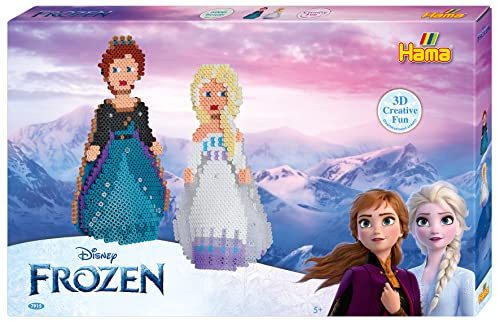 Hama - Boite La Reine des Neiges 2 3D - 6000 Perles et 2 plaques - Perles à Repasser Taille Midi - Loisirs créatifs 7915 Rose/Bleu/Blanc/Jaune/Noir/Violet Large