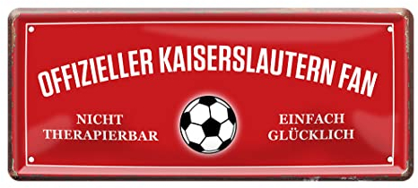 Kaiserslautern Fan Blechschild - Deko Fanartikel für Lautern Fans Anhänger - Türschild oder Wanddeko für Werkstatt Partykeller Kinderzimmer Jugendzimmer - mit Blechschilder Befestigungsset - 28x12cm