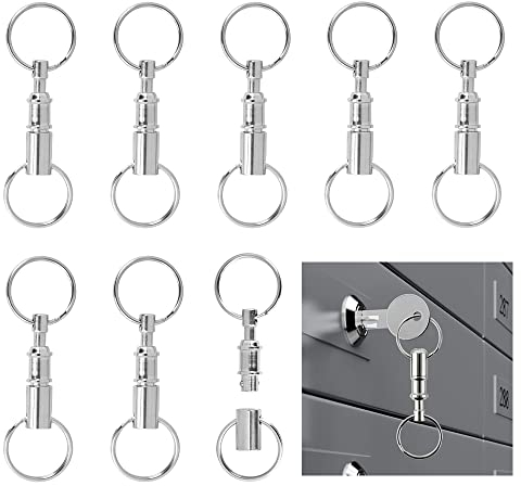 YAANBUNB 8 Stk Quick Release Schlüsselanhänger Abnehmbarer Pull-Apart Schlüsselring Doppel Split Ring Gürtel Snap Lock Halter Abnehmbarer Heavy Duty Split Ring für Mann Frau Kinder Hängende Schlüssel
