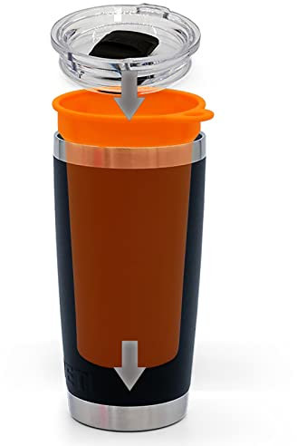 TrailKeg Tumbler NSRT, Food Grade Silicone Tumbler Cup Insert Fits Yeti Rambler 20oz, Or Use As Standalone Silicone Cups For Hot/Cold Drinks, Microwave Oven And Dishwasher Safe - 6x3.5 Inches (Orange)