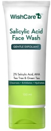 WishCare 2% Salicylsäure Gesichtsreiniger für Frauen und Männer mit AHA, Greentea, Kamille und Teebaum, Gesichtswäsche für fettige Haut und zu Akne neigende Haut, 100 ml