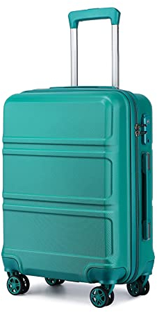 KONO Trolley Koffer Mittelgroß 4 Rollen Leicht Hartschalenkoffer Reisekoffer mit TSA Schloss, 65x41x26cm, 61Liter, Zwillingsrollen Rollkoffer, ABS Hartschale (Türkis, L)