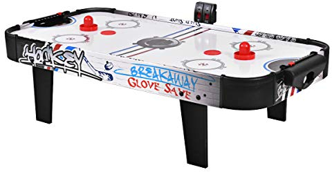 GOPLUS 42 Zoll Airhockeytisch mit Elektronischem Punktezähler & Motor, Lufthockey Tisch inkl. Pucks & Pushers & Tor, Spieltisch aus Holz, für Kinder & Erwachsene, für Zuhause Party