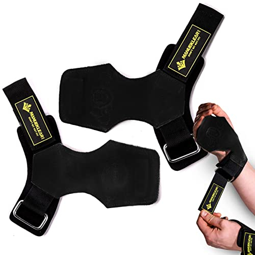 MANUEKLEAR Gewichtheben-Handgelenkbänder mit gepolsterter Handgelenkschlaufe, Leder-Gewichtheben, Handgelenkriemen für Kreuzheben, Powerlifting, Profi Lifting Straps für Frauen (Black)