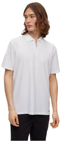 HUGO Hommes Dekok233 Polo en Coton mélangé avec Patte zippée