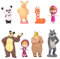 Masha Bear Mini Figuren Set, 8PCS Masha Bear Cake Topper Kuchen Dekoration Geburtstag Deko Party Dekoration Figuren Modell Tortendeko Karikatur Ornamente für Geburtstag Party Dekoration Lieferungen
