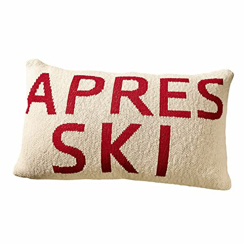 Loberon Kissenhülle Apres Ski, Strick-Optik, Chalet-Flair, Weihnachtsdekoration, Weihnachten, Baumwolle, Creme/rot