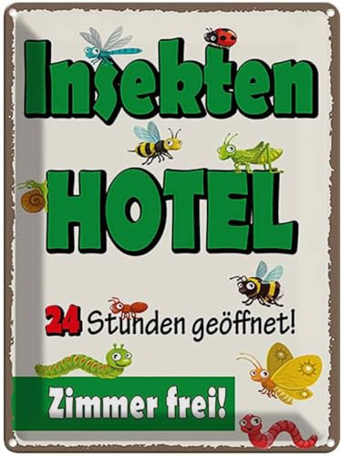 vianmo Blechschild 30x40cm Insektenhotel Zimmer Frei Deko Geschenk Metall Schild