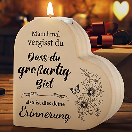 KAAYEE Geschenke für Frauen, Herzförmiger Kerzenhalter Spirituelle Geburtstagsgeschenk für Frauen Frau Beste Freundin Schwester Kollegen Erzieherin Mama Tochter zum Weihnachten Geburtstag Muttertag