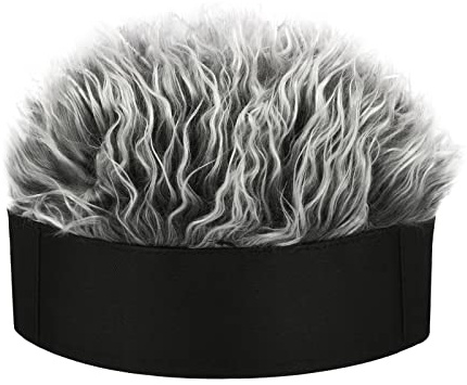 SCSpecial Herrenmütze mit Perücken, Ohne Krempe, Schwarz und Grau, 7/7 1/4