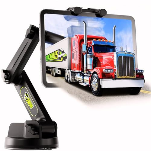Truckules Tablet Mount for Truck - Heavy Duty, Tablet & iPad Mount Truck Dashboard Windshield 16.7 inch Long Arm, Super Suction Cup & Stable, Compatible with Tablet & iPad, Pickup Truck 16.7 inch