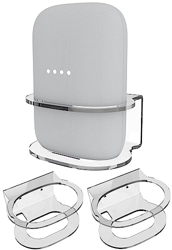ZahoTse JG02Y for Google Nest Audio Holder Wall Mount Stand Accessory with Integrated Cable Management No Screws Required Speaker Accessories Rack (Transparent, JG02Y)