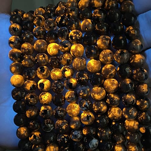 4 mm, 80 Stück Flammen-Yooperlit-Steinperlen, lose Perlen für Schmuckherstellung, DIY-Armbänder, zeigen Flammenfarbe unter der Bestrahlung von UV-Lampen