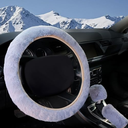 COPAP Lenkradbezug Plüsch, Auto Lenkradhülle, 3 Stück Lenkradbezug Auto, Universal Lenkradabdeckung, Anti Rutsch Lenkrad Lenkradschutz Winter, Warme Lenkradschoner 37-39CM für die Meisten Autos