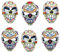 6 Masken Catrina Flores, mexikanische Totenmaske, Filz, Eva, weich, Mascara Dia De Los Muertos für Damen, Halloween-Maske, Halloween-Dekoration, zufällige Farbe