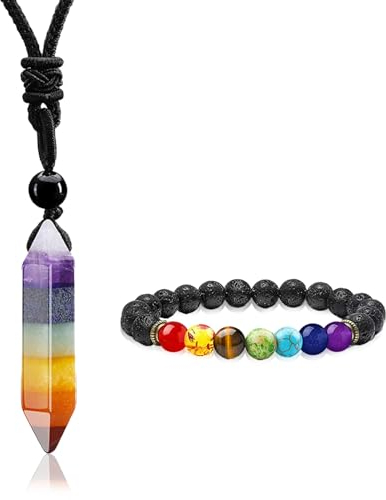 QJFHURB Chakra Kette Heilsteine Kette Edelstein Kette Edelsteine Heilsteine Edelstein Anhänger 7 Chakra Halskette Chakra Schmuck Heilstein Kette Kristall Kette Heilsteine Chakra Mit Chakra Armband