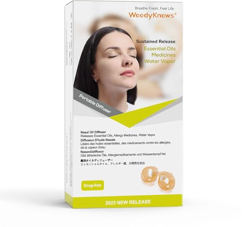 WoodyKnows Modell 2024 Nasendiffusor für ätherische Öle │ Sinus-Dampfinhalator │ persönliche Aromatherapie │ Spray-Buddy │ Dampfberuhigungsmittel │ Nasendilatator(Probe-Pack XS/S/M/L)