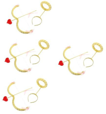 ABOOFAN 4 Sätze Amor Bogen Und Pfeil Kostümbogen u Amorbogen Amor-zubehör Für Erwachsene Valentinstag-party-zubehör Valentinstag Amor Pfeil Lustige Bogenpfeile Cosplay Stirnband Schaum