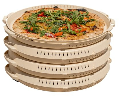PIZZycle® Original Wiederverwendbare Pizzabox seit 2022, Mehrweg Pizzakarton aus robustem Polypropylen für Pizza bis 33 cm, stapelbar, spülmaschinenfest und Made in Germany - 4er-Set (Dough)