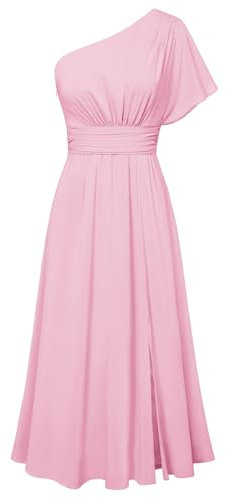 GRACE KARIN Robe trapèze pour femme - Robe d'été en mousseline de soie - Robe de loisirs - Élégante robe de soirée pour mariage, rose clair, XL