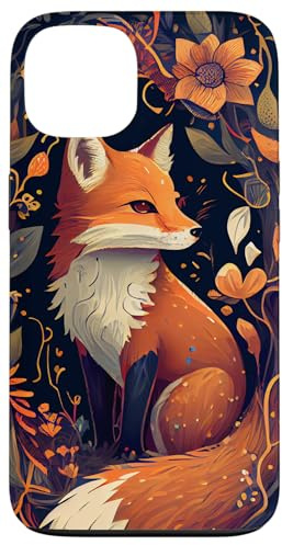 Cute Fox Colorful Illustration Autumn Leaves Case for iPhone 13