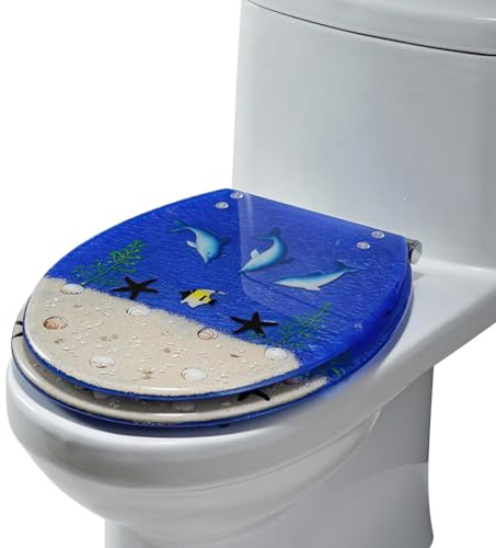 Toilettendeckel, WC Sitz mit Absenkautomatik WC Deckel universell passend WC Sitz oval Toilettensitz für Familie abnehmbar WC Sitz Klobrille Toilettensitz mit Motiv für die meisten Toiletten