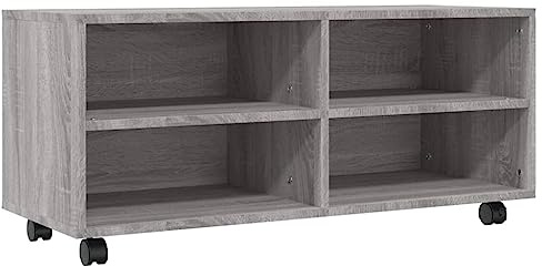 QZZCED TV-Sideboard Fernsehschrank TV-Ständer tv Tisch TV-Schrank mit Rollen Grau Sonoma 90x35x35 cm Holzwerkstoff für Wohnzimmer Schlafzimmer Unterhaltungsgerät