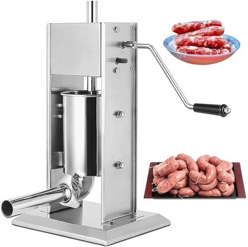 URJWAN 2l/3l/5l/7l/10l/15l Sausage Filling Machine, Vertical Sausage Stuffer, Sausage Maker, Stainless Steel Meat Stuffing Maker Kit, for Making Sausages, Hot Dogs, Etc,10L