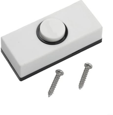 Modern White Door Bell Chime Bell Push Button, Sturdy Plastic, Hard Wired
