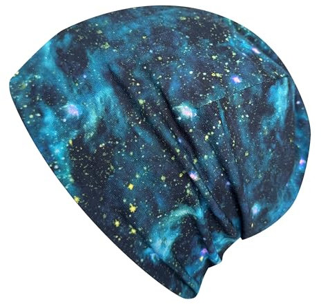Wollhuhn Jungen/Mädchen Shorties Beanie/Kinder-Mütze Bequem Viele Motive Jersey Zweilagig Gefüttert Übergangszeiten (Öko-Stoffe/Bio) 2024202401 (Shorty Space Blau/Grün, M)