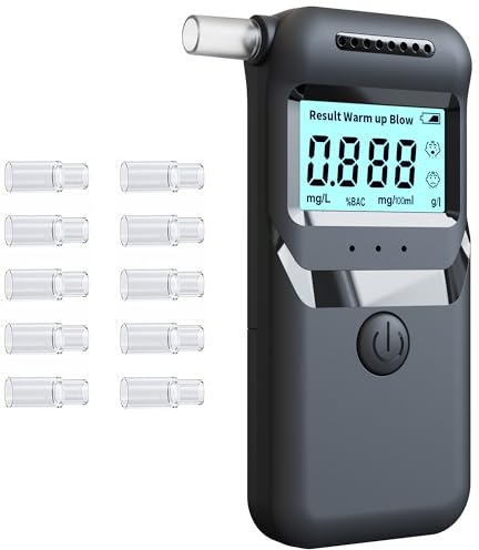 ZukZythepsor Etilometro Portatile Certificato - Alcol Test con Display LCD, Indicatore a Tre Colori, Elevata Precisione, Facile da Usare, con 10 Bocchini Sostituibili