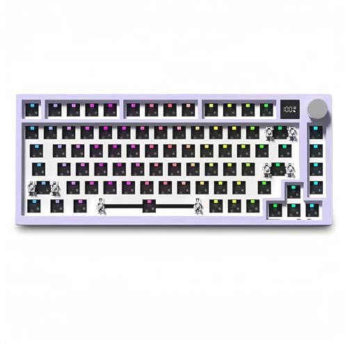 FKZ K75 Barebone 75% Hot Swap Tri-Mode Bluetooth 5.0/2.4G Wireless/Type-C Wired RGB Mechanical Gaming Keyboard With Knob Screen Gasket PCB Mount Custom DIY Kit (Purple)
