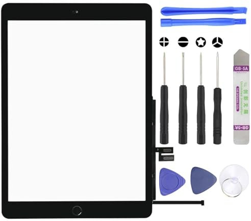 S&L ENTERPRISE For iPad 9th Generation 2021 Touch Screen Digitizer Replacement 10.2 A2602 A2603 A2604 A2605 Front Glass with Pre-Installed Adhesive, Home Button & Tool Kit (Black)