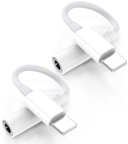 [2Pack] Lightning auf 3.5-mm Kopfhöreranschluss Adapter,MFi Zertifiziert, für iPhone 3.5-mm Kopfhöreranschluss Aux Audio Konverter Kompatibel mit iPhone 14/14 Pro/13/12/11/XS/XS Max/XR/X/8/7/8P