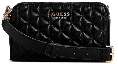 GUESS Damen Kori Status Crossbody Umhängetasche, Schwarz