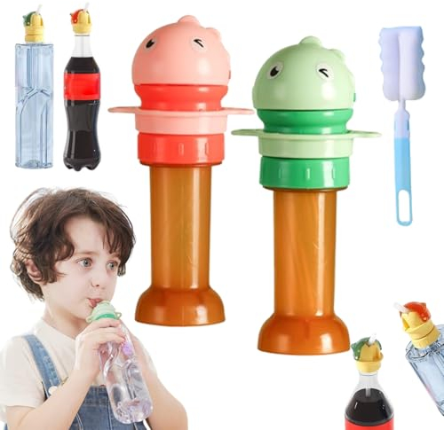 Reusable Children Beverage Water Bottle Straw Lid, Water Bottle Straw Cover, Water Bottle Spout Adapter for Kids, Portable Spill Proof Silicone Water Bottle Straw Cap for Children Adults (2pcs-B)