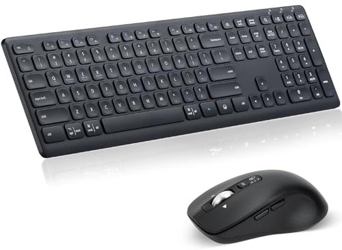 CITLLA M9300 Wireless Keyboard Mouse Combo, 2-in-1 USB Receiver and Two Bluetooth, Multi Device Silent Keyboard for Computer, Laptop, Office, Work