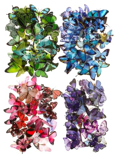 COMNICO 160 Stück Schmetterling Aufkleber Wasserdicht PET Kunstharz Dekorativ Bunt Schmetterling Sticker für Scrapbooking, Journaling, Planer, Laptops, DIY-Handbuch