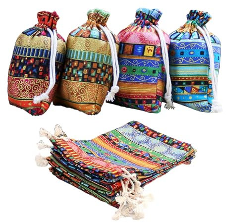 Lufdegim 20Pcs Jutesäckchen mit Kordelzug, Geschenksäckchen,Jutebeutel Stoffbeutel mit Kordelzug,Baumwollsäckchen Jutesack für Geschenksäckche Weihnachten Hochzeit Party (7x9 cm)