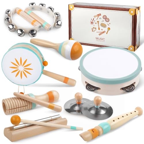 Kleinkind-Musikinstrumente, Montessori-Musikinstrumente für Babys, Percussion-Instrumente für 1-Jährige Jungen und Mädchen, Geburtstagsgeschenk für Kinder von 1-3 Jahren (8 in 1) (8 in 1)