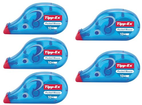 DLM Direct Tipp-Ex Lot de 5 rubans correcteurs de poche en plastique indéchirables pour le bureau et l'école 10 m