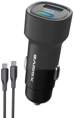 Schnelles Autoladegerät | Ultra-Schnellladung für unterwegs mit USB-C zu USB-C Kabel 1m