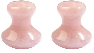 FANXIYA Gua Sha Champignon de Massage en Quartz Naturel – Rituel de Massage Visage & Yeux, Pierre de Massage Quartz Rose, Soin Liftant & Relaxant