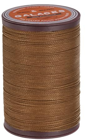 sourcing map 80m / 87 Yards Round Leather Sewing Waxed Thread Saddle Brown | Wax Polyester String, 0.55mm Waxed Stitching Cord for Leather Crafts, Bookbinding, Bracelets Braided