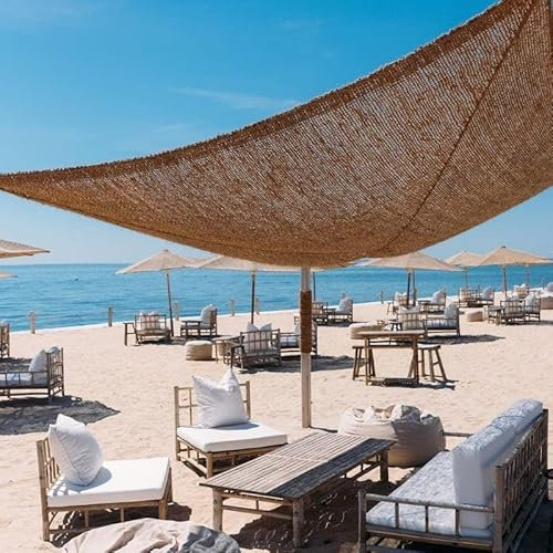 Voile d'Ombrage en Fibre de Coco Naturelle | Toile de Coco Protection Solaire écologique | Ombrière Idéal pour Terrasse Jardin Pergola & Décoration Extérieure Filet Brise-Vue Cosse Coeurs