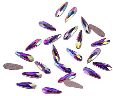 Diamantes de imitación de cristal AB gota de lluvia sin diamantes de imitación pegamento en la parte trasera plana cristales de arte de uñas cristales de imitación para planchar (color: cristal AB,