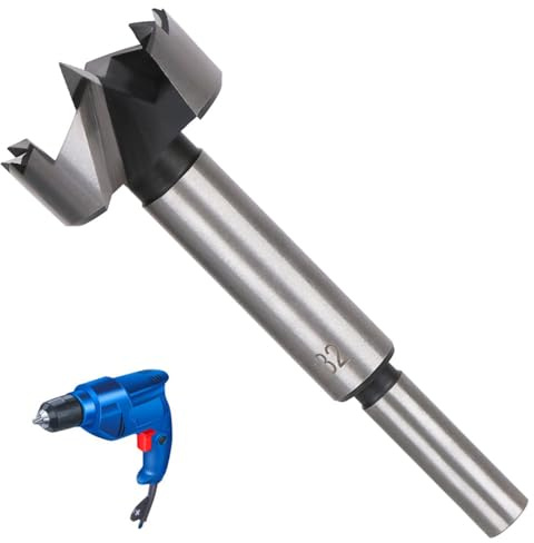 LNJBABAO 32mm Forstner Drill Bit Forstner Bit Wood Drill Bits for Holes Hinge Cutter for Woodworking (Ø6mm, length 95mm, Round Shank) (32mm)