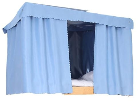 XYUERU Tenda a Castello Tinta Unita, Tenda a soppalco for Letto, zanzariera, Tende Antipolvere for Letto a Castello, baldacchino Antipolvere Traspirante, Oscurante for la Privacy(Blue,2x1.2m)