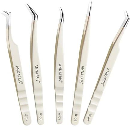 ANNAFRIS Pinzette per Extension Ciglia Pinzette Sopracciglia Professionale Lash Tweezers